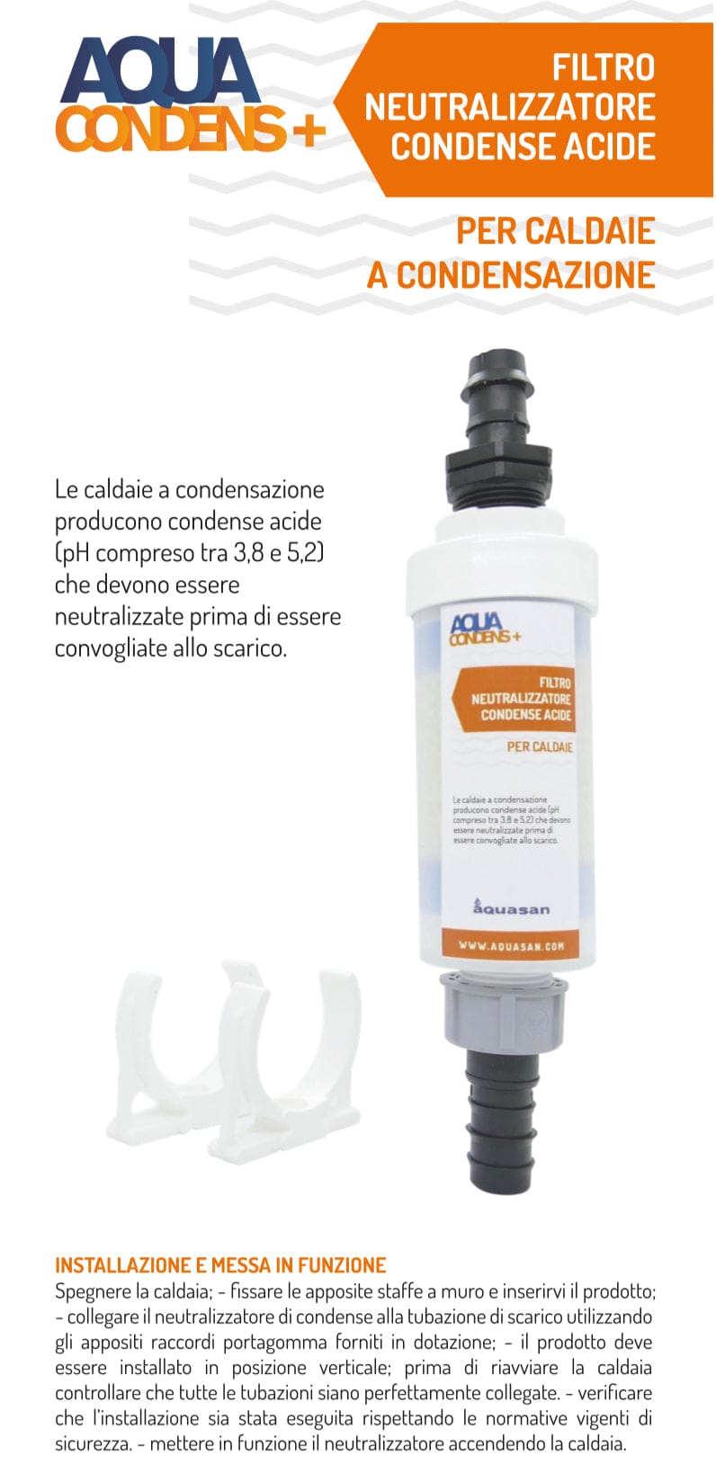 Bricocenter AQUACONDENS ACID CONDENSATE NEUTRALIZER FOR CONDENSING BOILERS