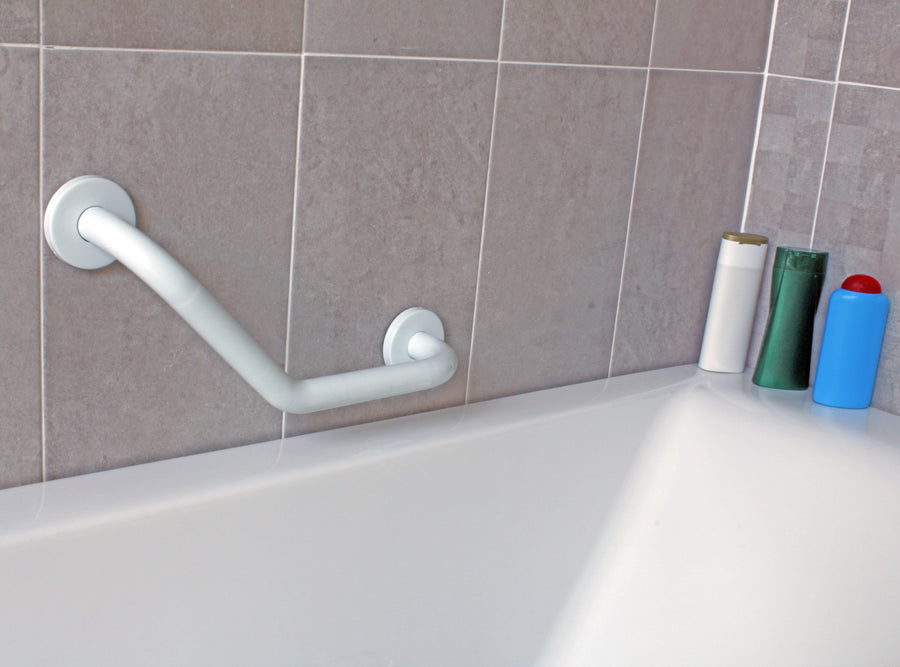 Bricocenter BARRA DI SICUREZZA SENSEA TOUCH D 30 MM L 40 CM ANGOLARE 45o ACCIAIO INOX BIANCO 150 KG