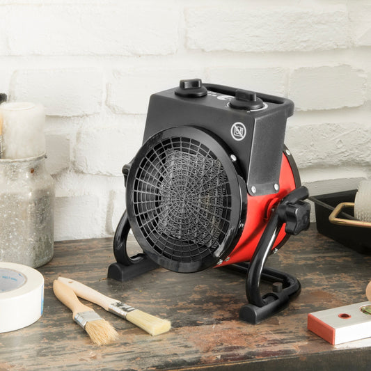 Bricocenter PIG CERAMIC FAN HEATER COLOR RED/BLACK 2 WATTAGE 1/2 KW THERMOSTAT, SWIVEL