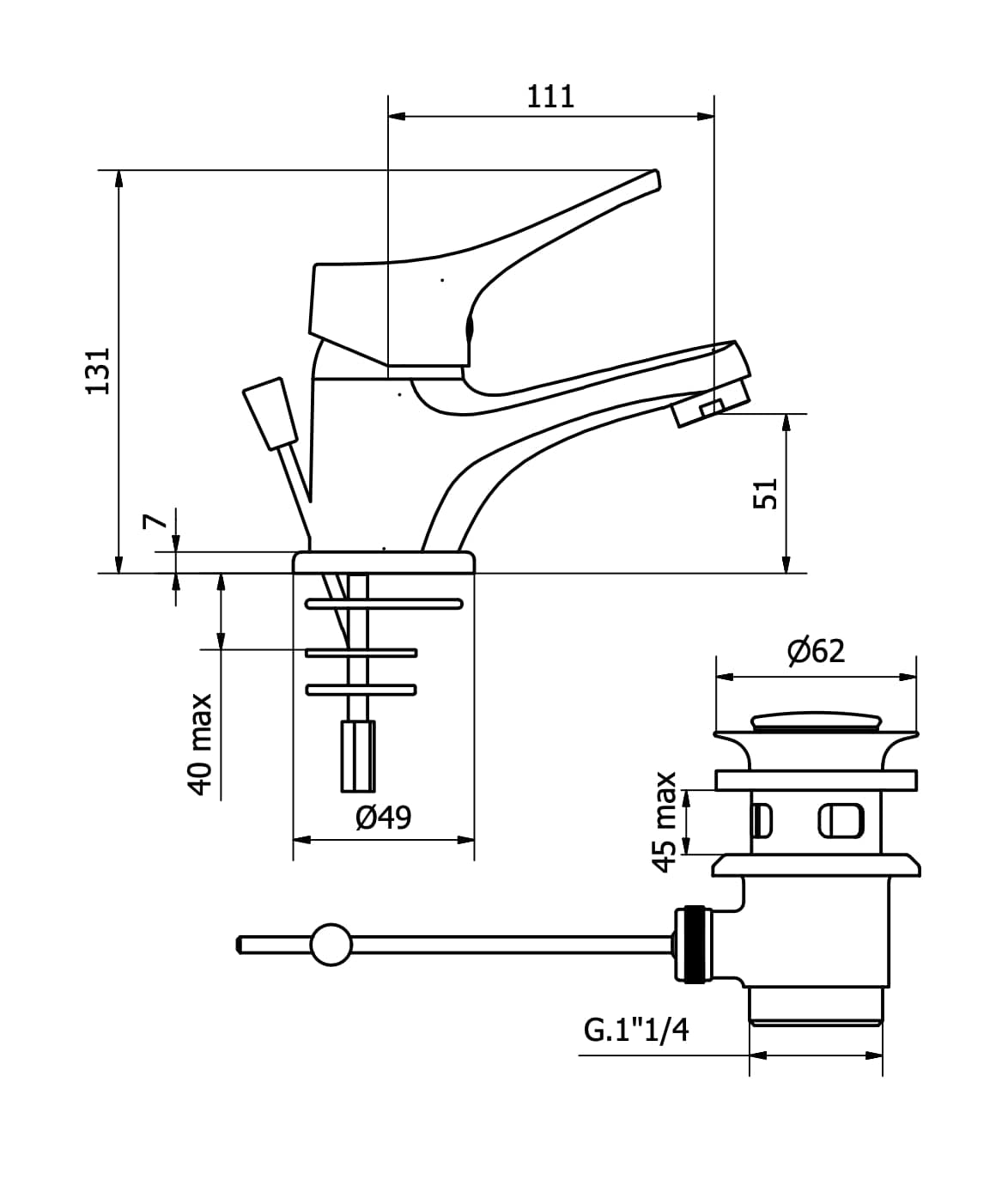 Bricocenter MERCUR SERIES WASHBASIN MIXER WITH WASTE