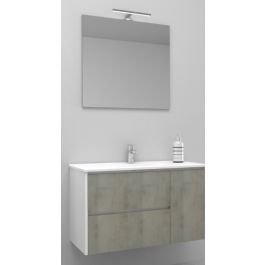 LUIS BATHROOM CABINET WITH BASE CM90+WASHBASIN+MIRROR+LED BCO/CEMENT
