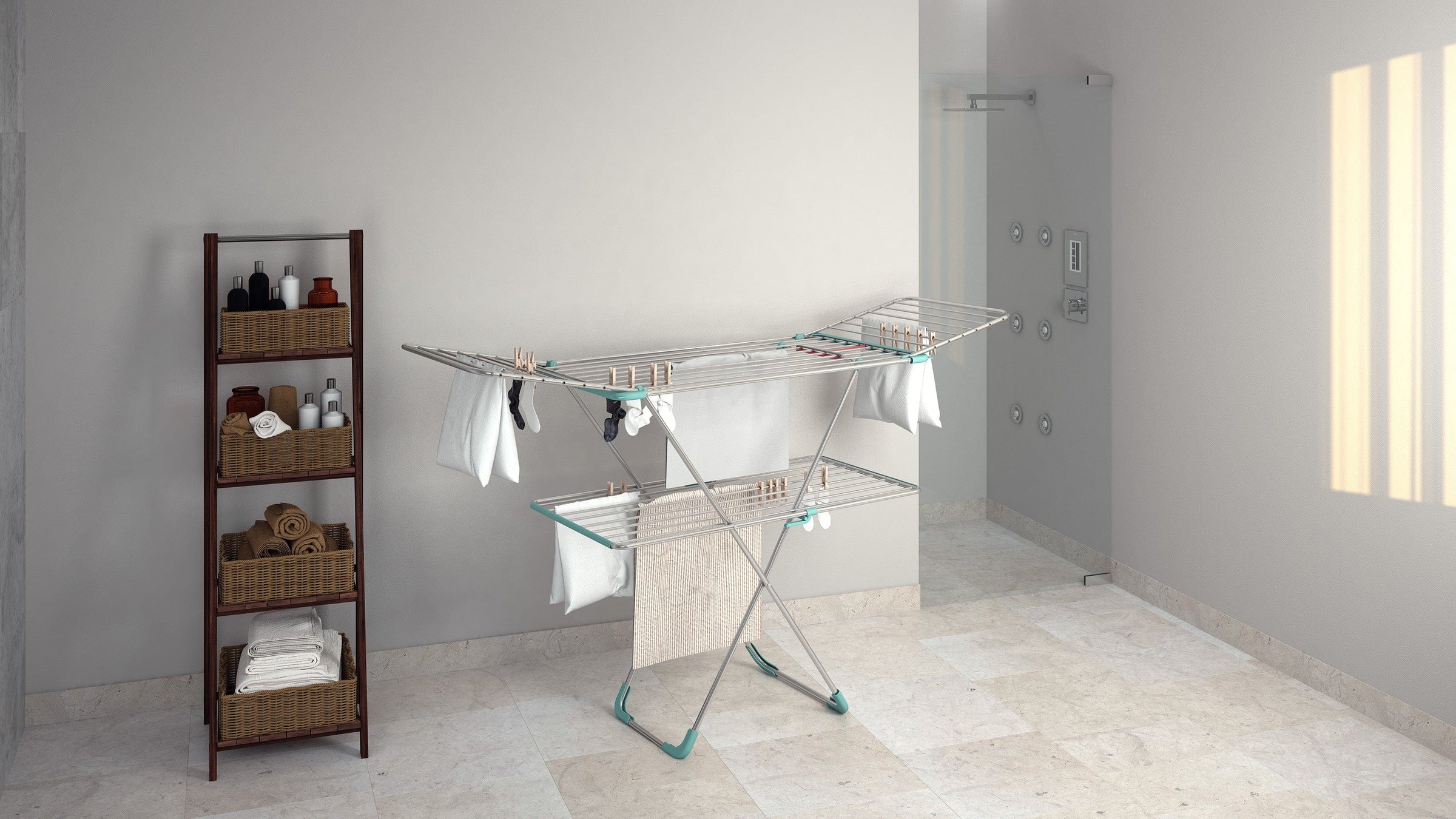Bricocenter STENDIBIANCHERIA IN ALLUMINIO ANODIZZATO CON ALI 30MT -DOUBLE