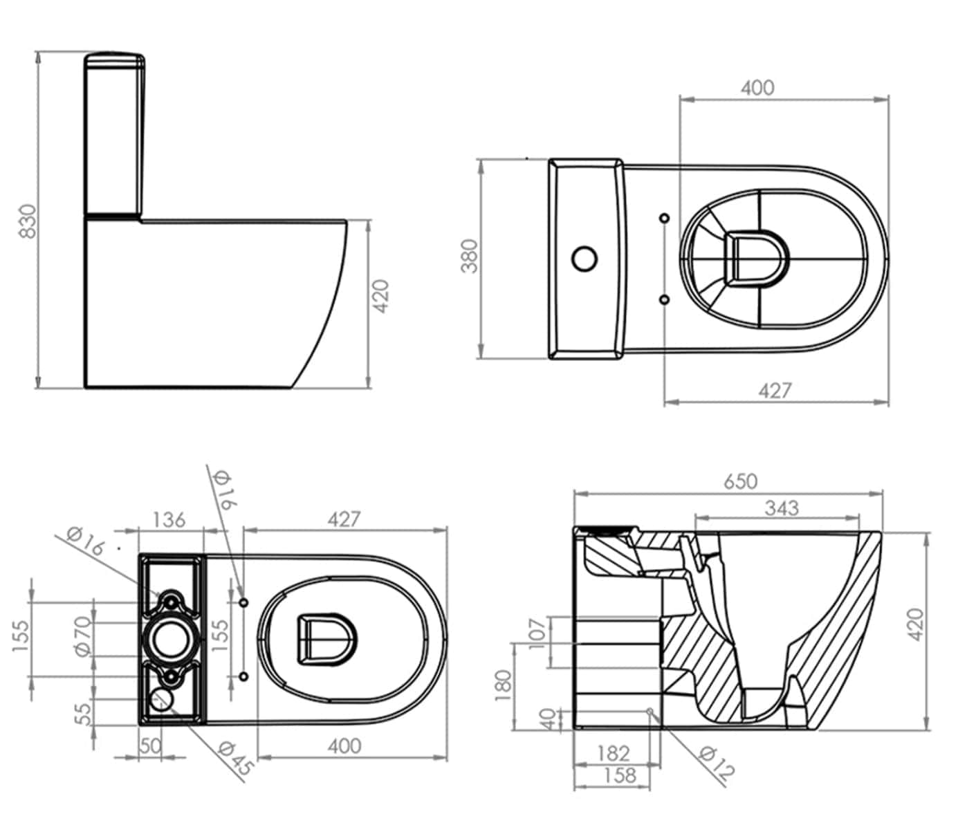 Bricocenter WC MONOBLOCCO FILO MURO GRETA