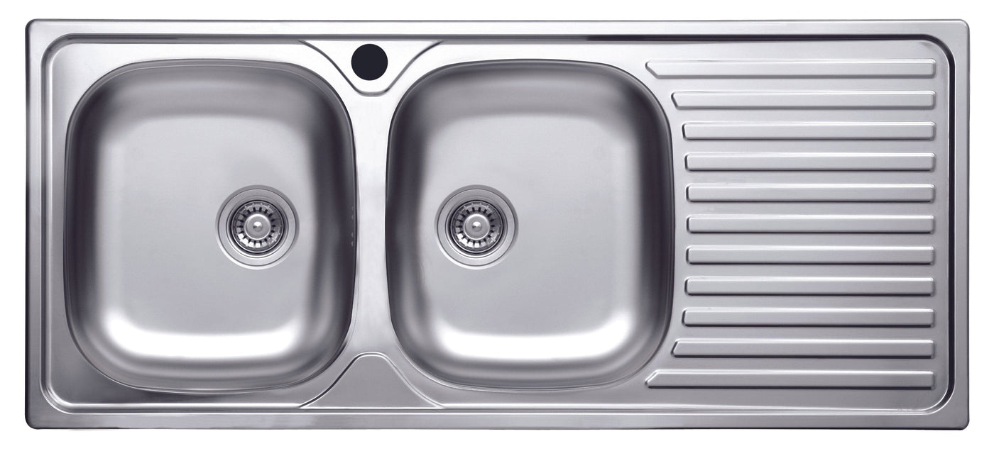 Bricocenter LAVELLO INCASSO L116x50P 2/V SX GOCCIOLATOIO DX + PILET.3,5 INOX
