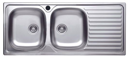 Bricocenter LAVELLO INCASSO L116x50P 2/V SX GOCCIOLATOIO DX + PILET.3,5 INOX