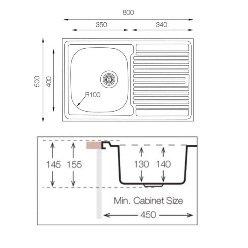 Bricocenter LAVELLO APPOGGIO L80x50P 1/V SX GOCCIOLATOIO DX CON PILETTA 2
