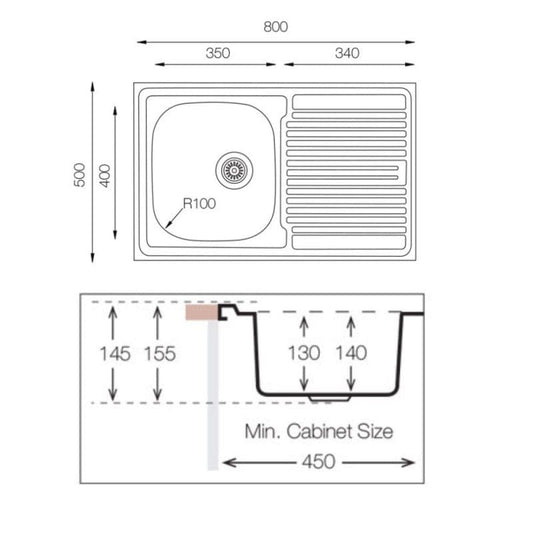 Bricocenter LAVELLO APPOGGIO L80x50P 1/V SX GOCCIOLATOIO DX CON PILETTA 2