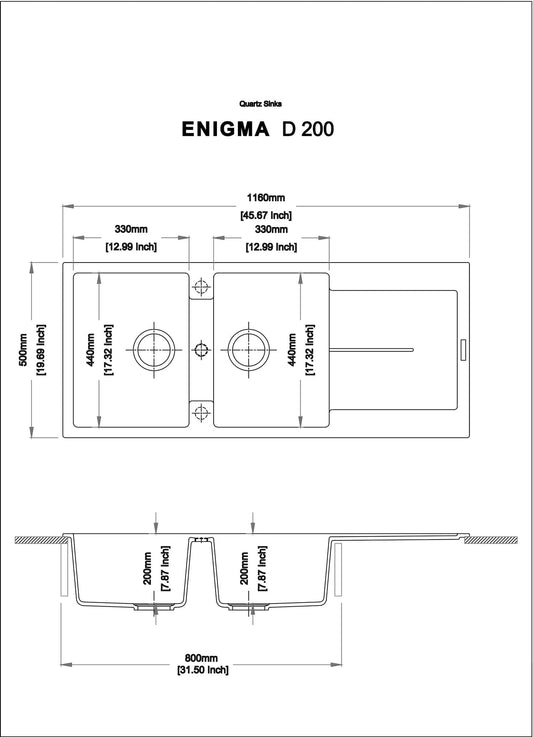 Bricocenter LAVELLO INCASSO 2 VASCHE L116X50P GRIGIO CROMO