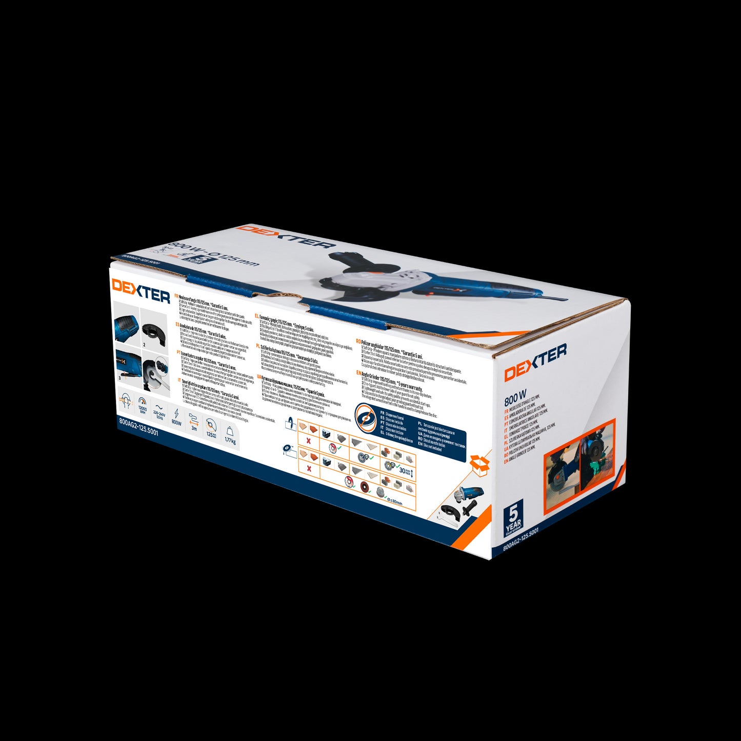 DEXTER ANGLE GRINDER 125MM 800W