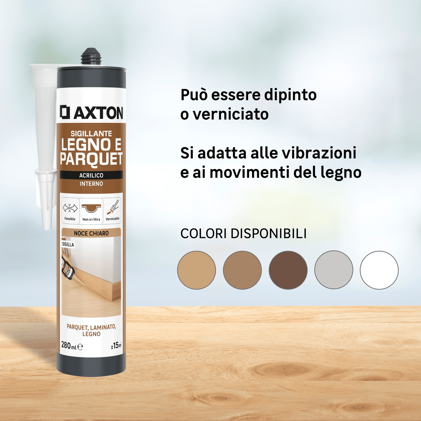 AXTON LIGHT GREY ACRYLIC WOOD AND PARQUET SEALANT 280 ML