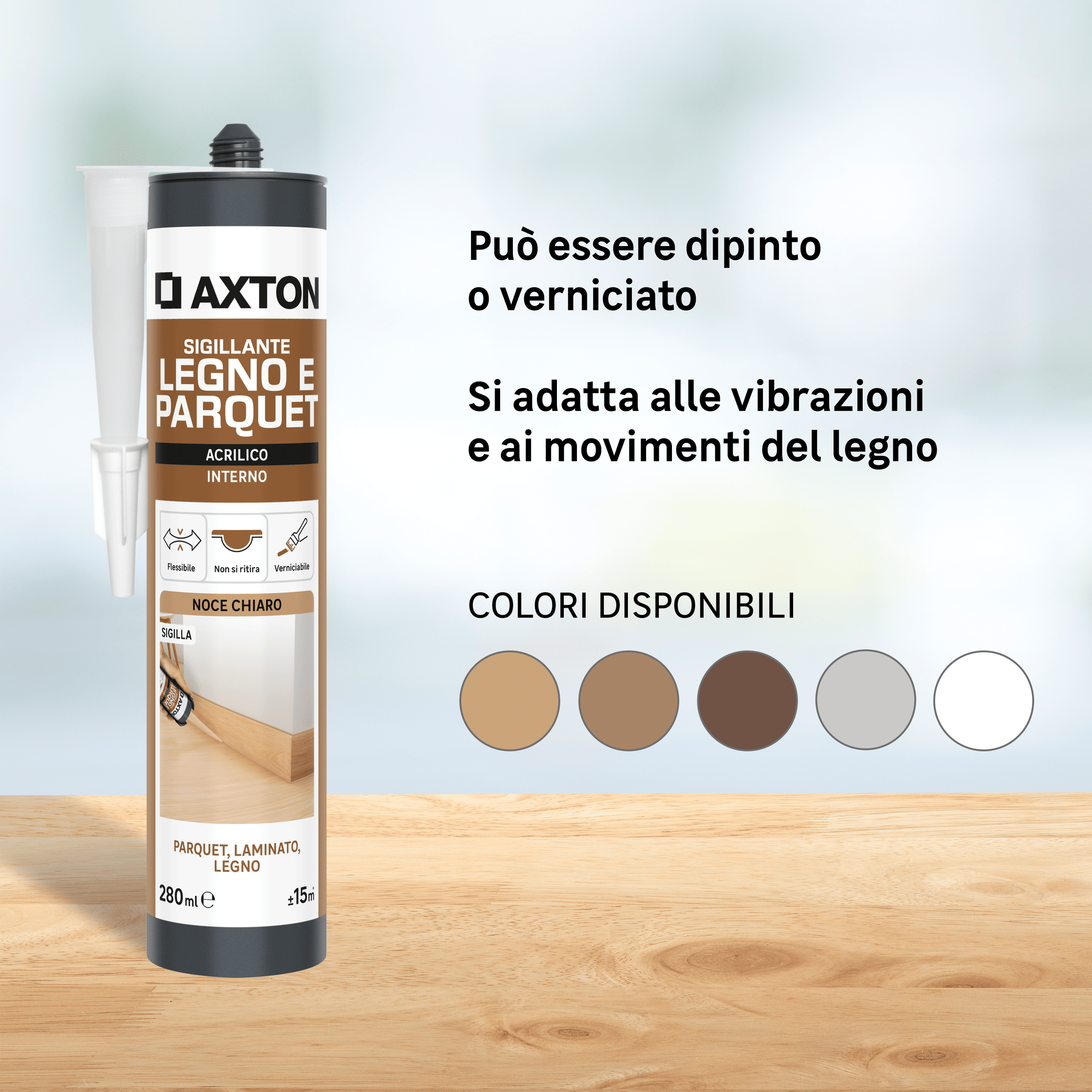 AXTON LIGHT GREY ACRYLIC WOOD AND PARQUET SEALANT 280 ML
