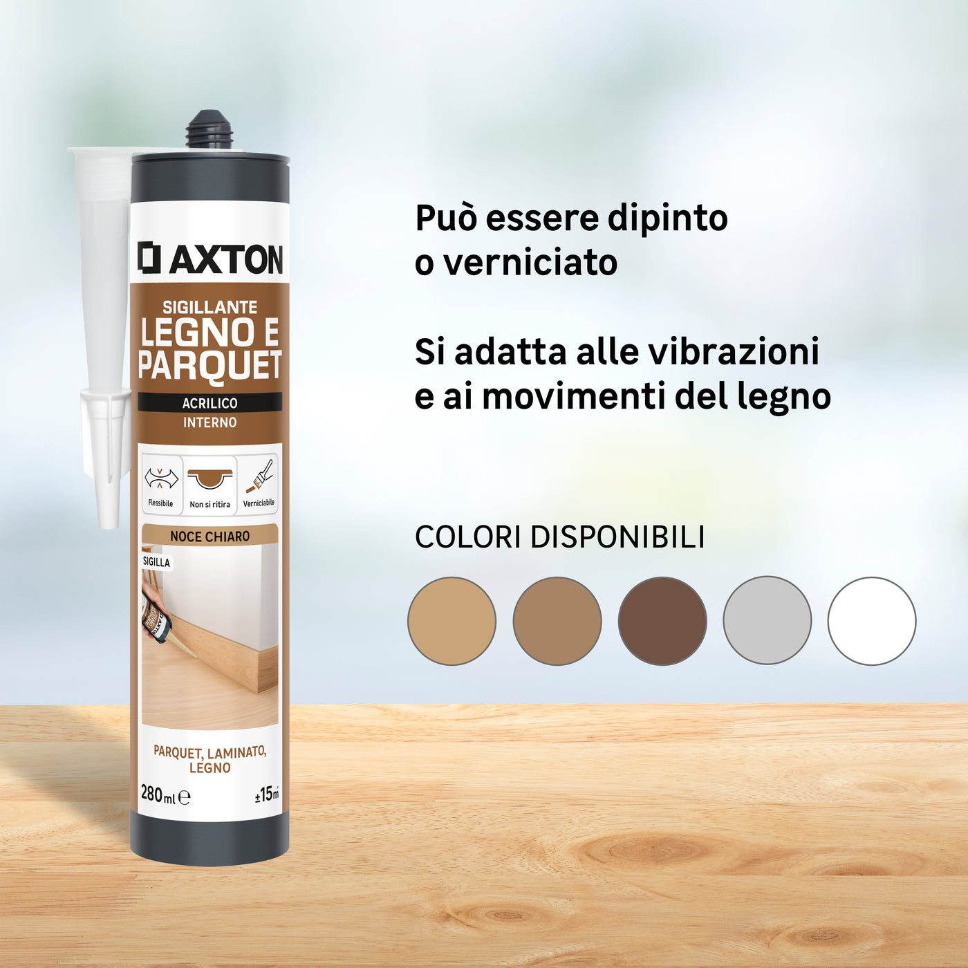 ACRYLIC WOOD AND PARQUET SEALANT WHITE AXTON 280 ML
