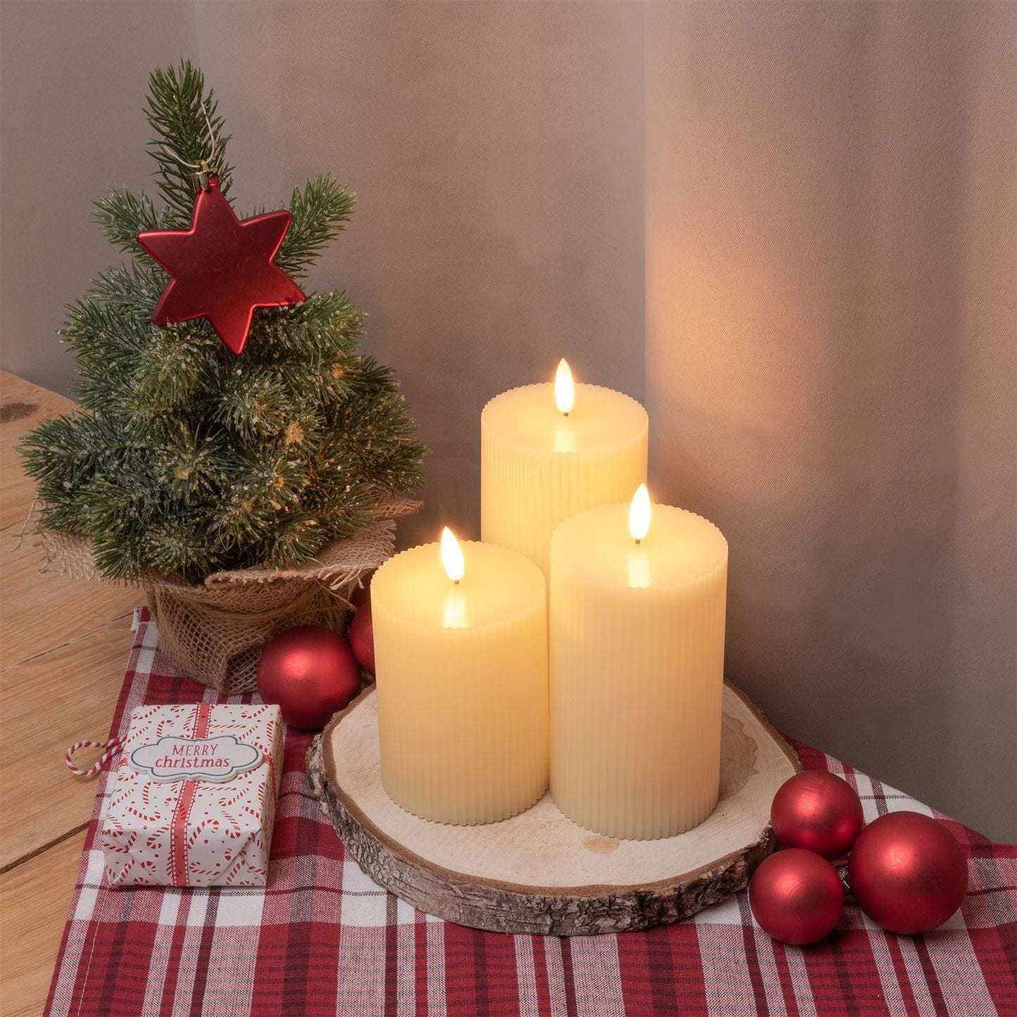 Bricocenter SET 3 IVORY CANDLES DIAM 7.5 CM H10-12.5-15 CM