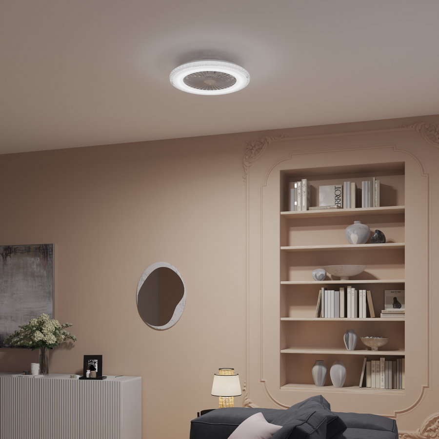 CEILING LIGHT WITH DIAMOND FAN ACRYLIC WHITE D60 CM LED 7650LM CCT DIMM RGB
