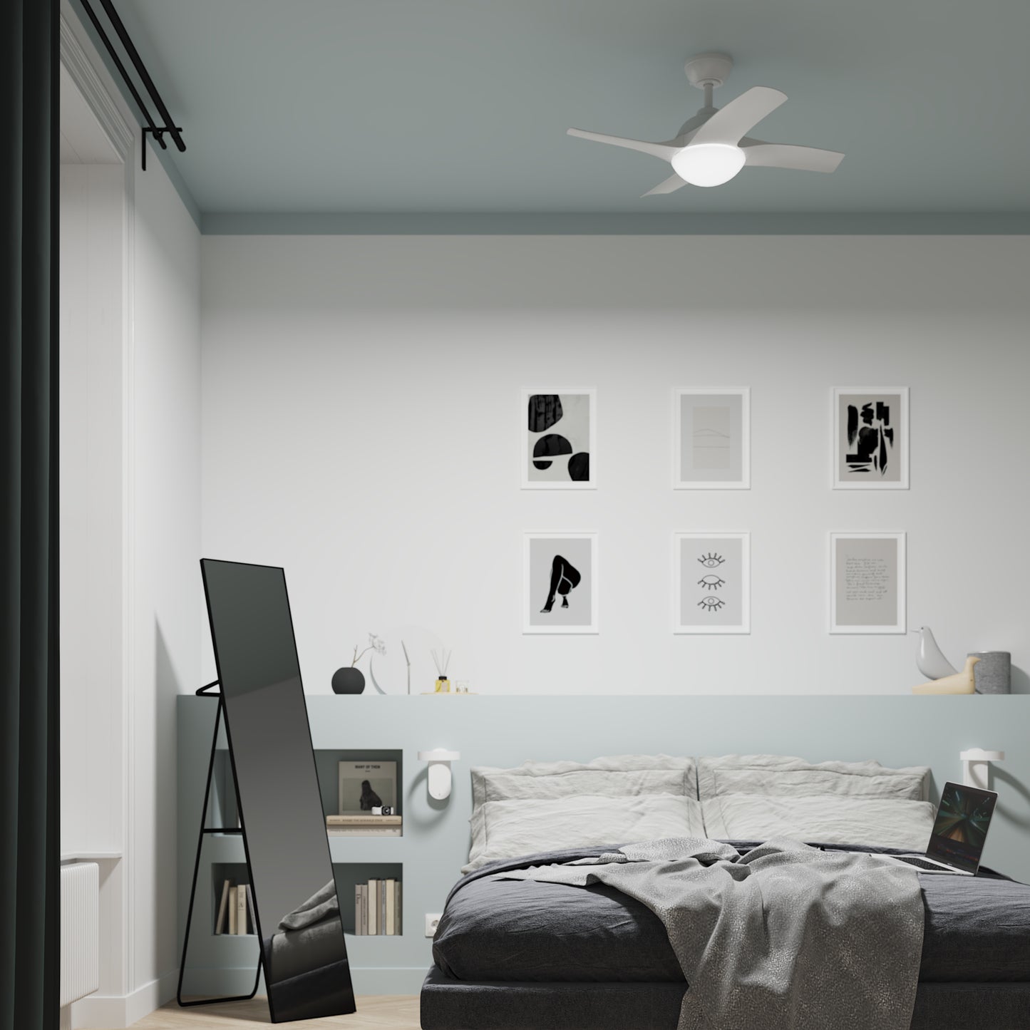 SIROCO CEILING FAN PLASTIC WHITE D91 CM E27=15W 3 BLADES