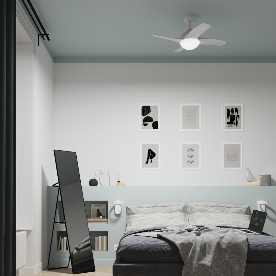 SIROCO CEILING FAN PLASTIC WHITE D91 CM E27=15W 3 BLADES