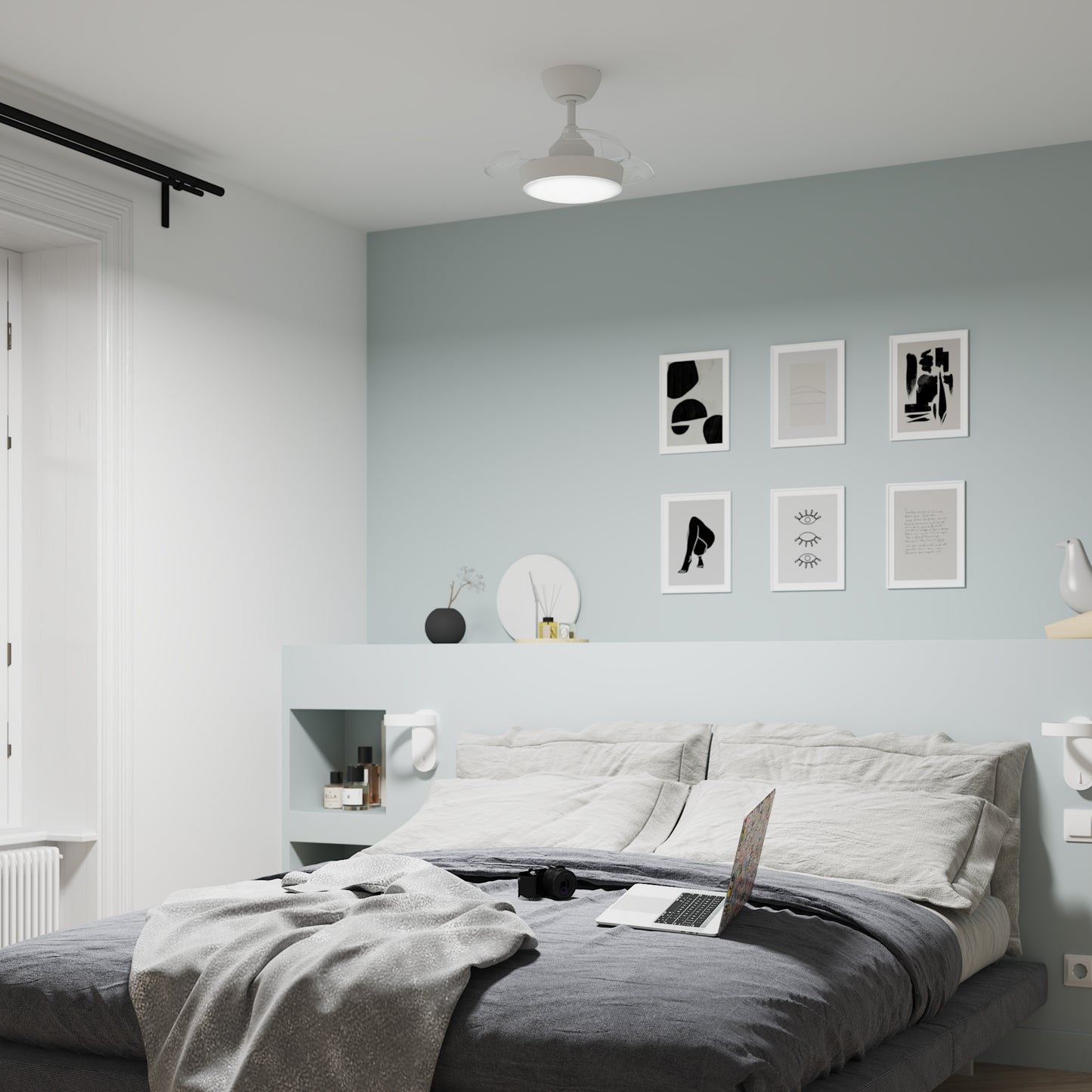 WIZZI CEILING FAN METAL WHITE D54 CM LED 2200LM CCT DIMMABLE WITH 3 BLADES