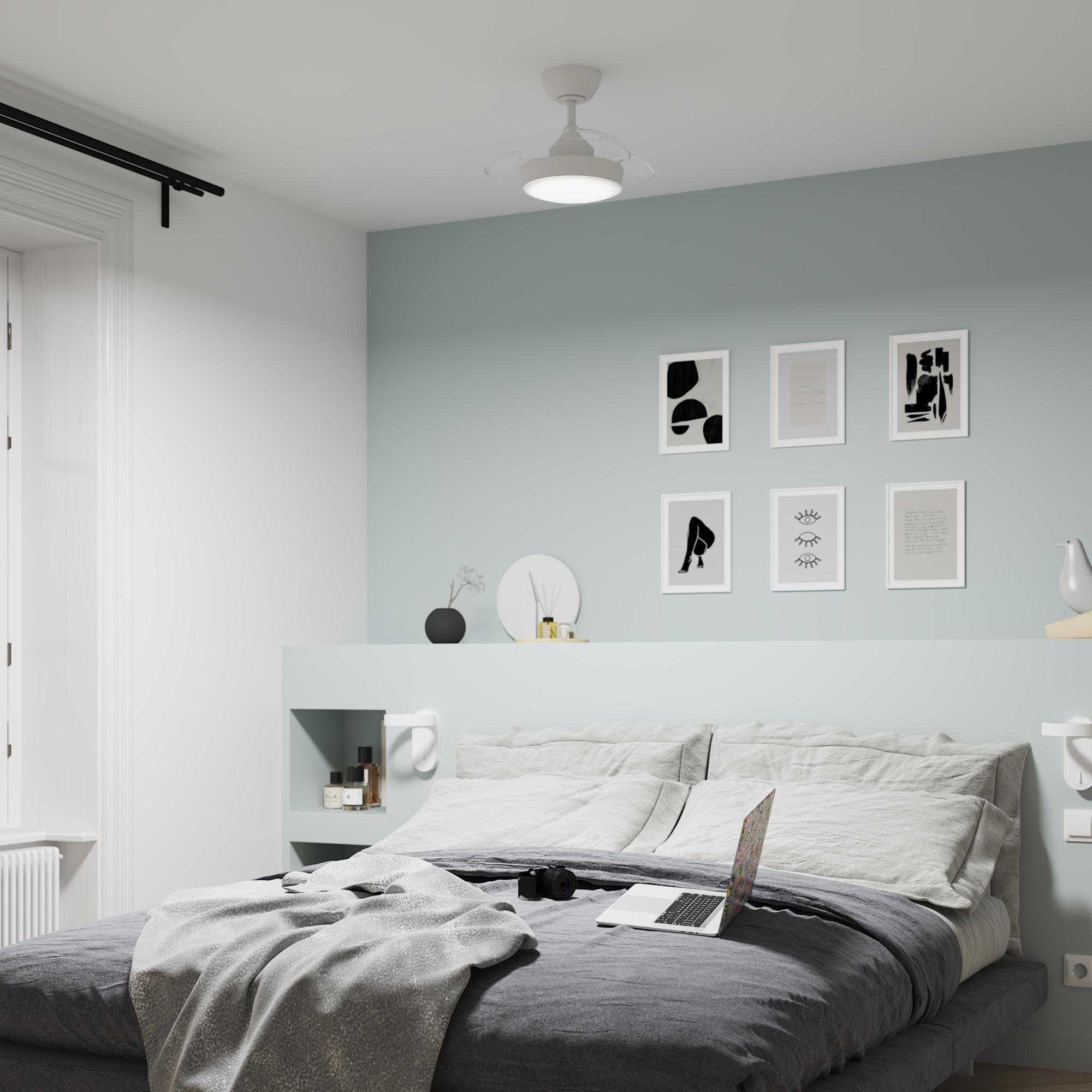 WIZZI CEILING FAN METAL WHITE D54 CM LED 2200LM CCT DIMMABLE WITH 3 BLADES