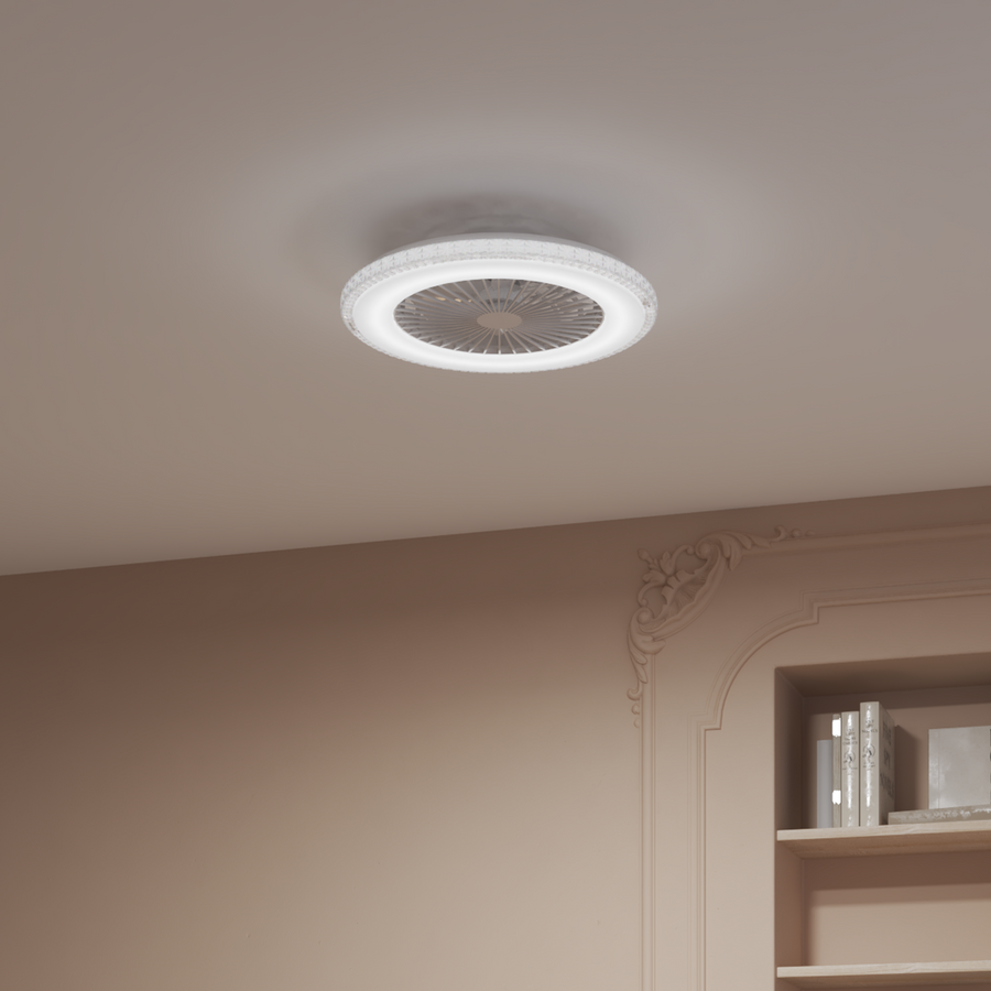 CEILING LIGHT WITH DIAMOND FAN ACRYLIC WHITE D60 CM LED 7650LM CCT DIMM RGB