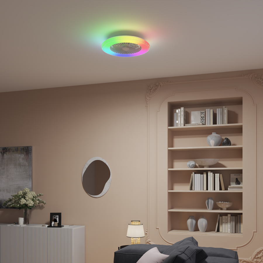 CEILING LIGHT WITH DIAMOND FAN ACRYLIC WHITE D60 CM LED 7650LM CCT DIMM RGB