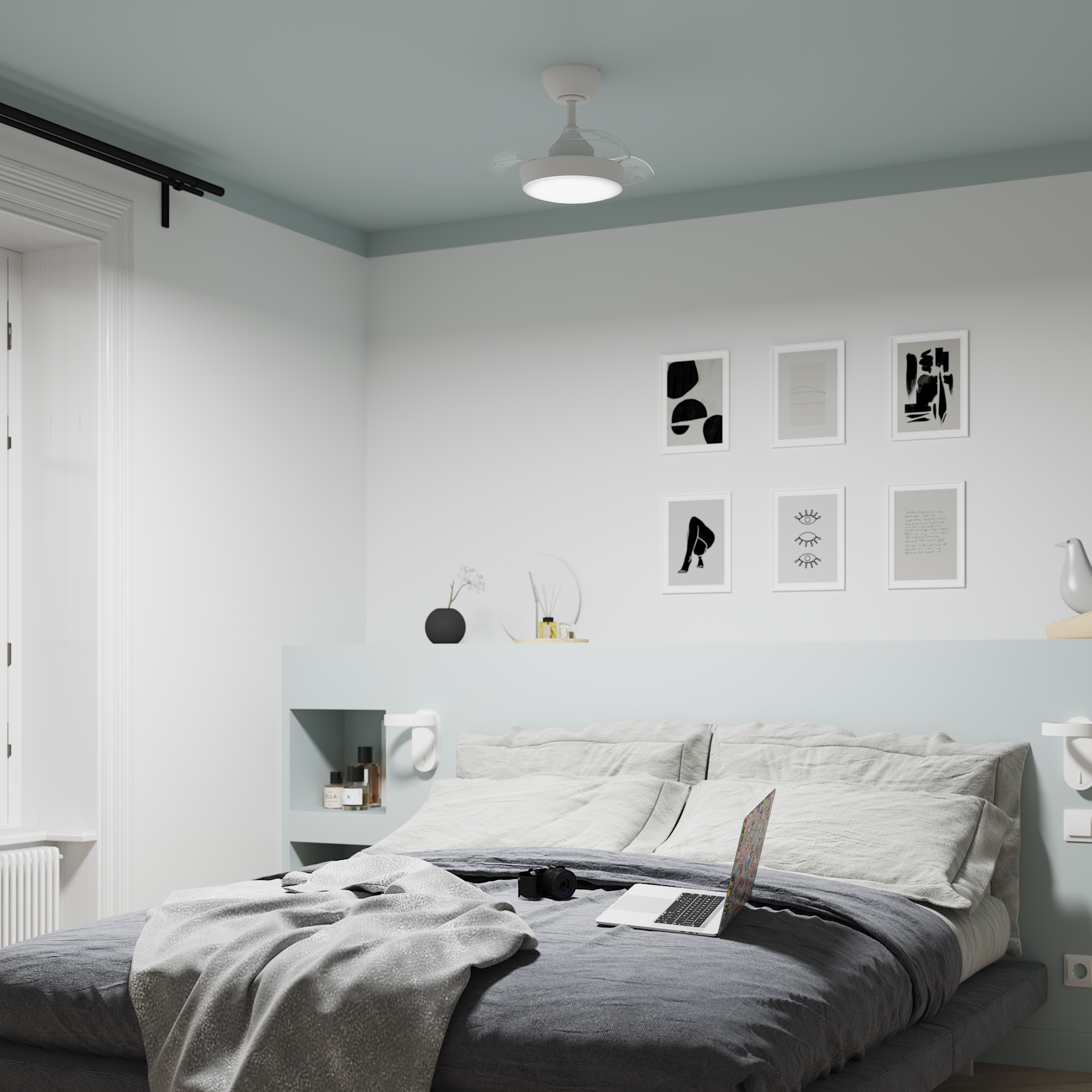 WIZZI CEILING FAN METAL WHITE D54 CM LED 2200LM CCT DIMMABLE WITH 3 BLADES