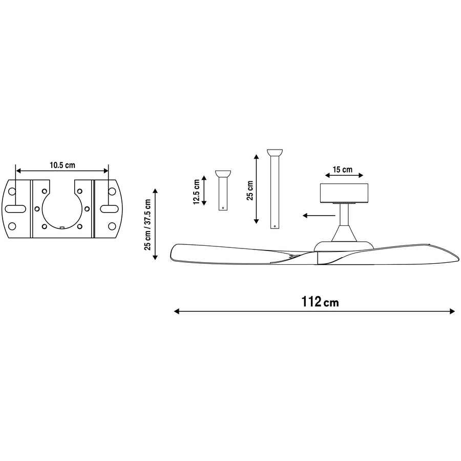 Ventilatore da soffito aruba plus plastica bianco d112 led 18w  4 pale cct dimmerabile