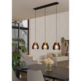 STILLINGTON METAL AND WOOD CHANDELIER 110X88CM 3XE27=40W