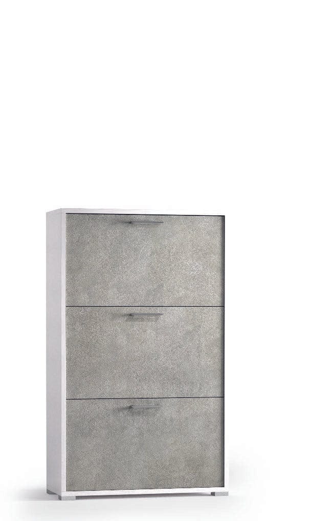 Bricocenter SCARPIERA 3 ANTE SLIM SCOCCA BIANCA ANTA CEMENTO 65x18x112H 9 PAIA