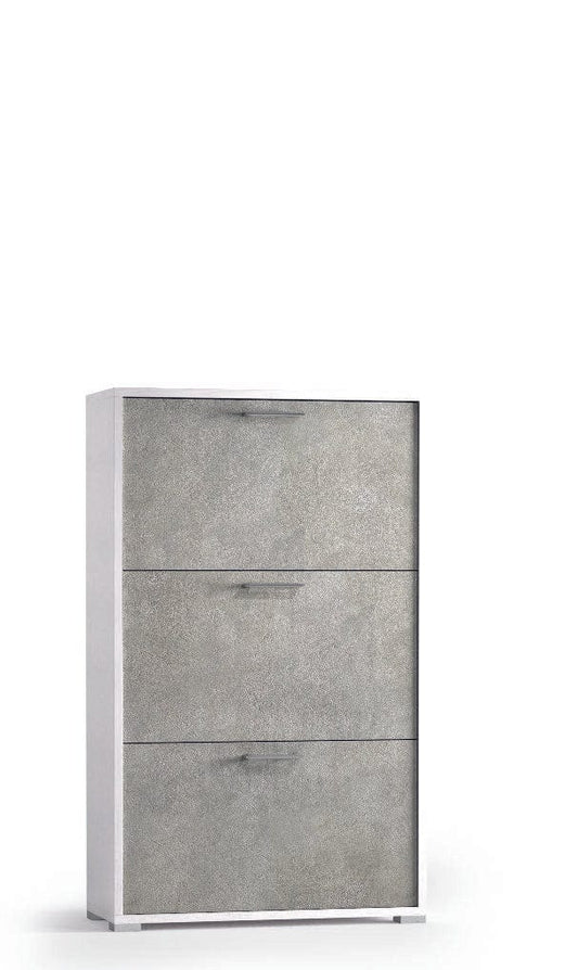 Bricocenter SCARPIERA 3 ANTE SLIM SCOCCA BIANCA ANTA CEMENTO 65x18x112H 9 PAIA