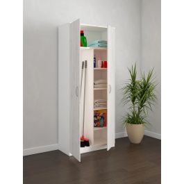BROOM CUPBOARD 2 DOORS 72X36X186 OAK ICE STORAGE COMPARTMENT 1 SHELF 80 5 COMPARTMENTS 40