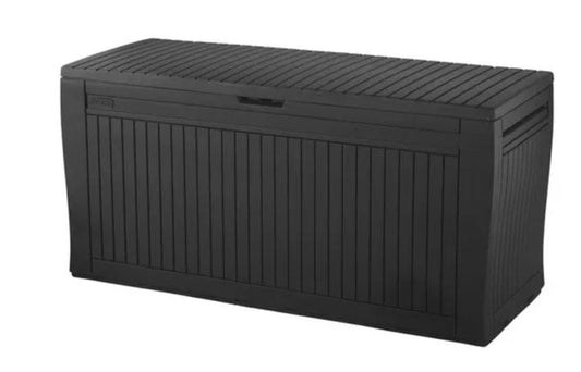 Bricocenter BAULE IN RESINA COMFY- EFFETTO LEGNO GRAFHITE X ESTERNO LT.270 CM116,7X44,7X57H C/RUOTE