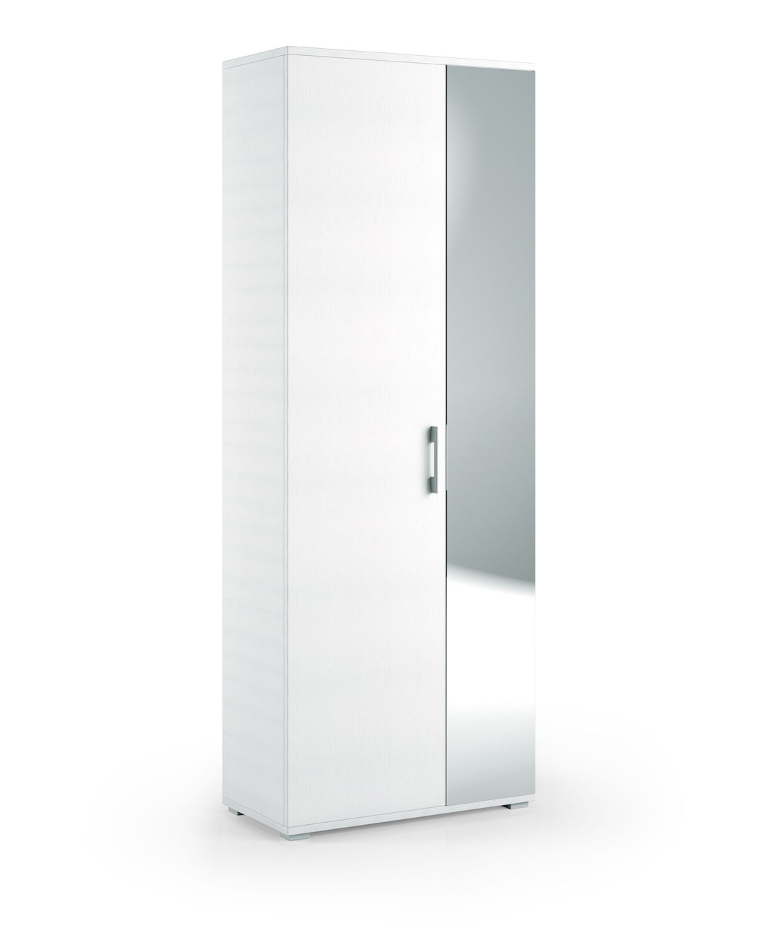 MULTI-PURPOSE WHITE CUPBOARD WITH MIRROR CM72X37X195H , 1 DRAWER, 6 SHELVES