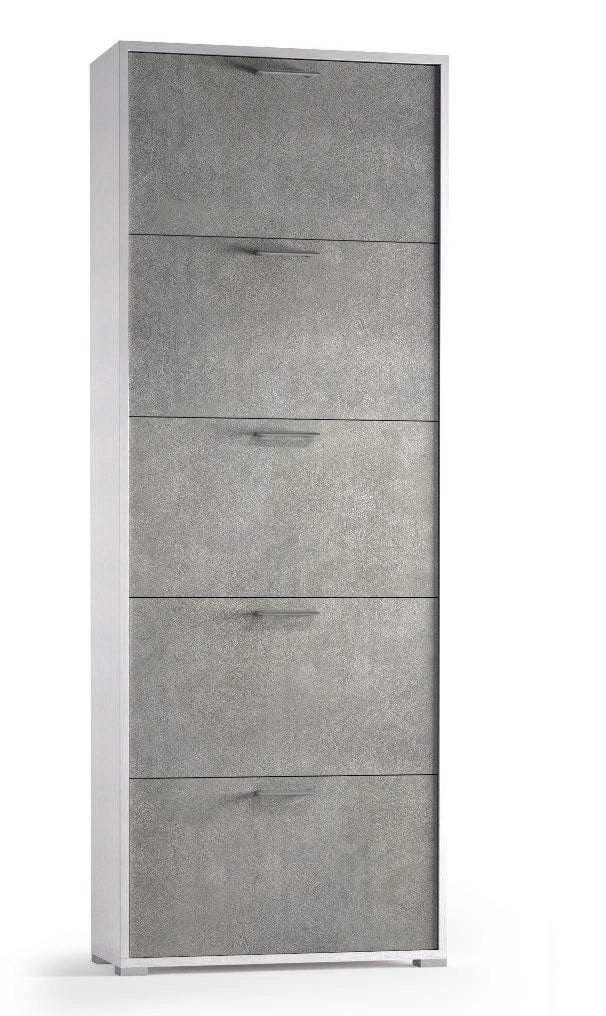 Bricocenter SCARPIERA DOPPIA PROFONDITA' BIANCO/CEMENTO CM67X28X183H , 5 ANTE RIBALTA , FINO A 18 PAIA