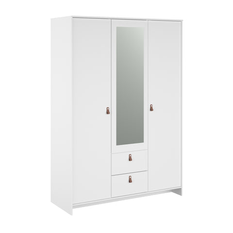 3-door, 2-drawer wardrobe with mirror, W137 x D52 x H196, white