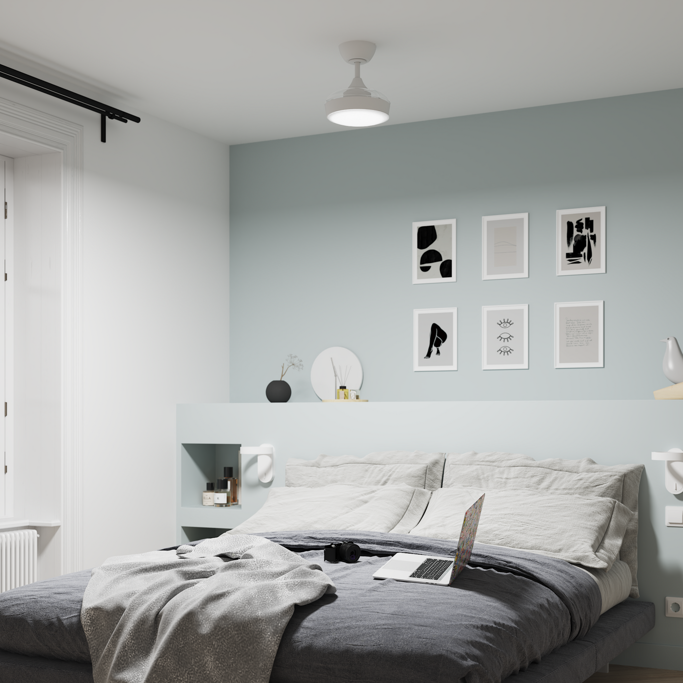 WIZZI CEILING FAN METAL WHITE D54 CM LED 2200LM CCT DIMMABLE WITH 3 BLADES