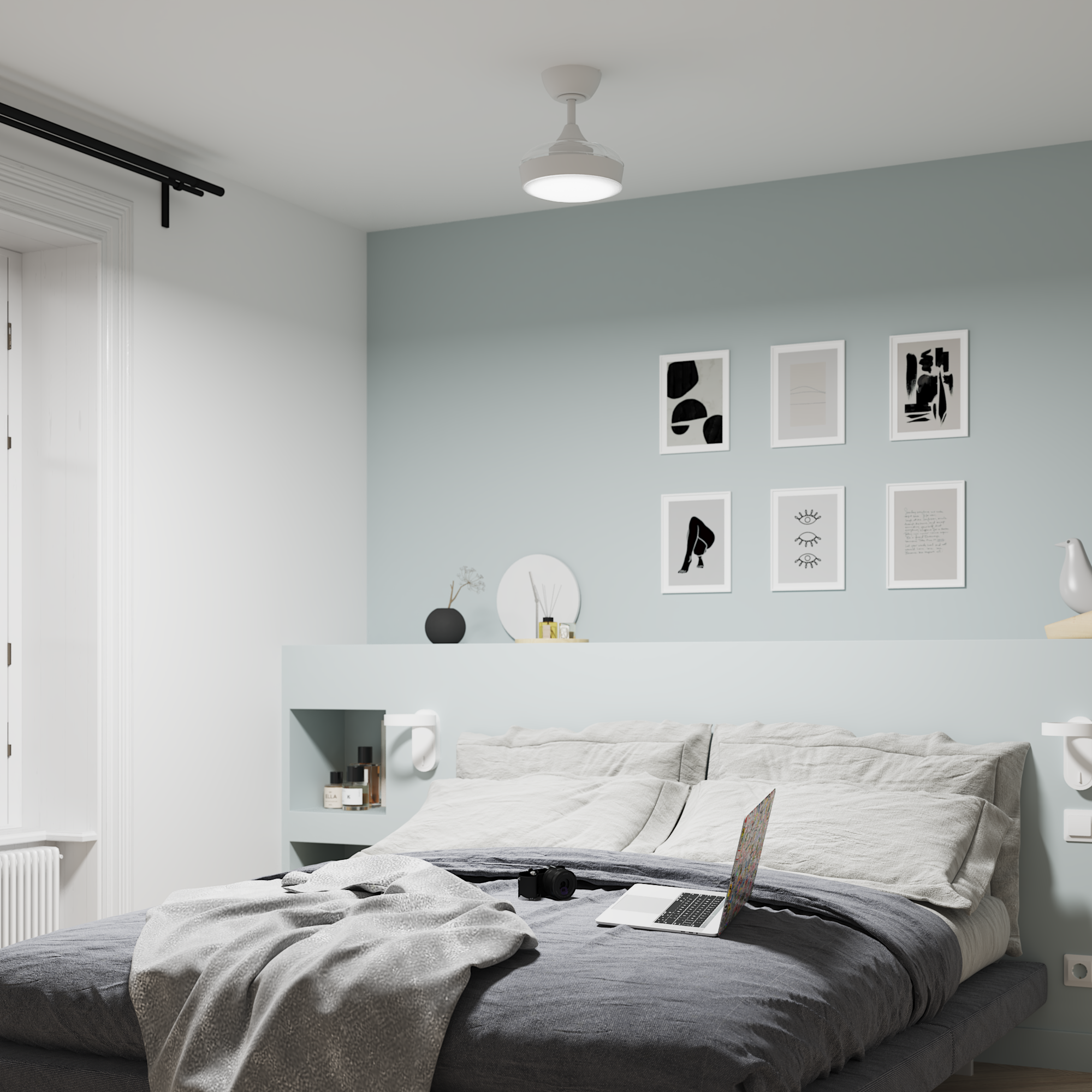 WIZZI CEILING FAN METAL WHITE D54 CM LED 2200LM CCT DIMMABLE WITH 3 BLADES