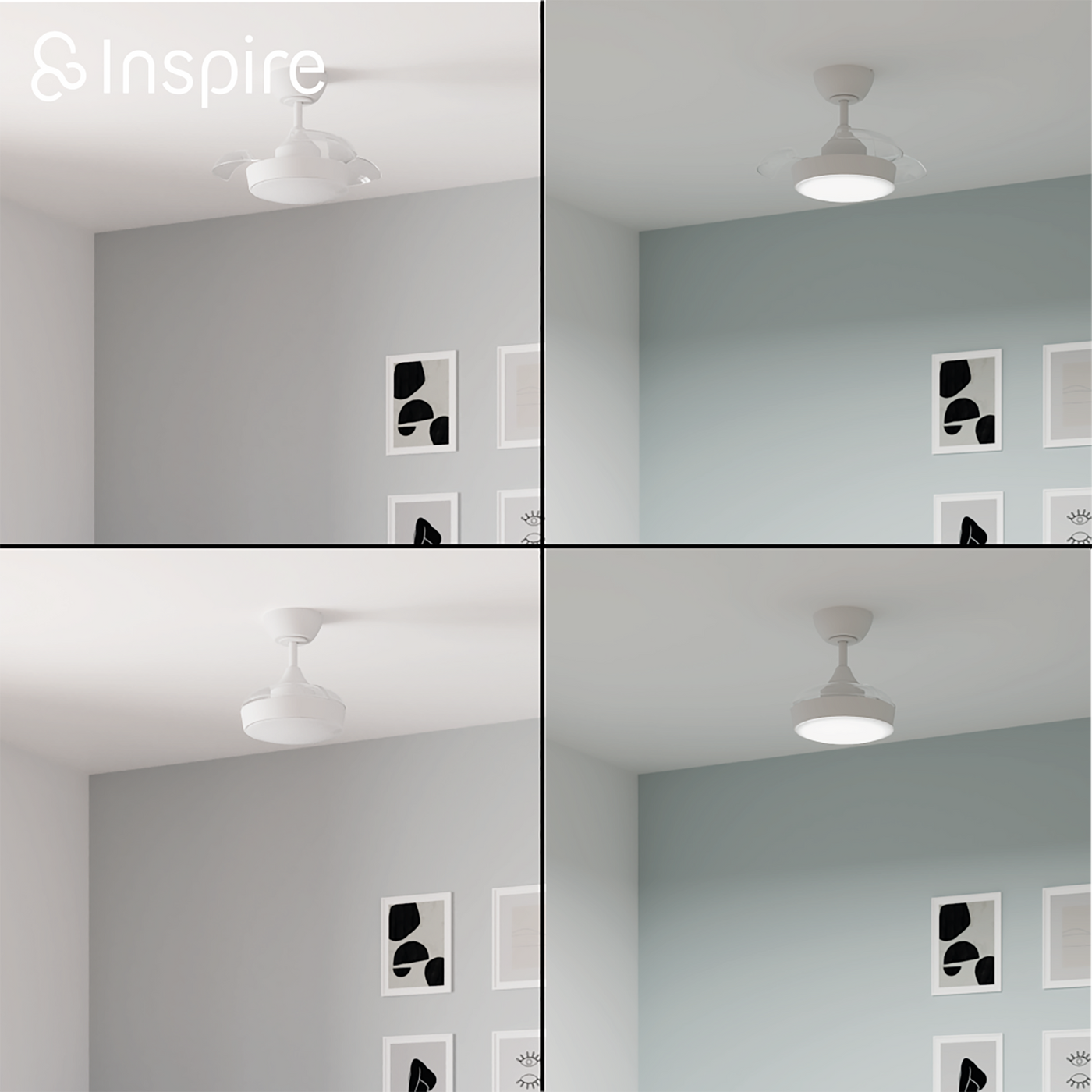 WIZZI CEILING FAN METAL WHITE D54 CM LED 2200LM CCT DIMMABLE WITH 3 BLADES