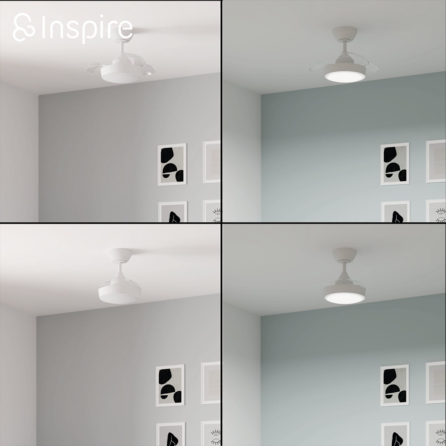 WIZZI CEILING FAN METAL WHITE D54 CM LED 2200LM CCT DIMMABLE WITH 3 BLADES
