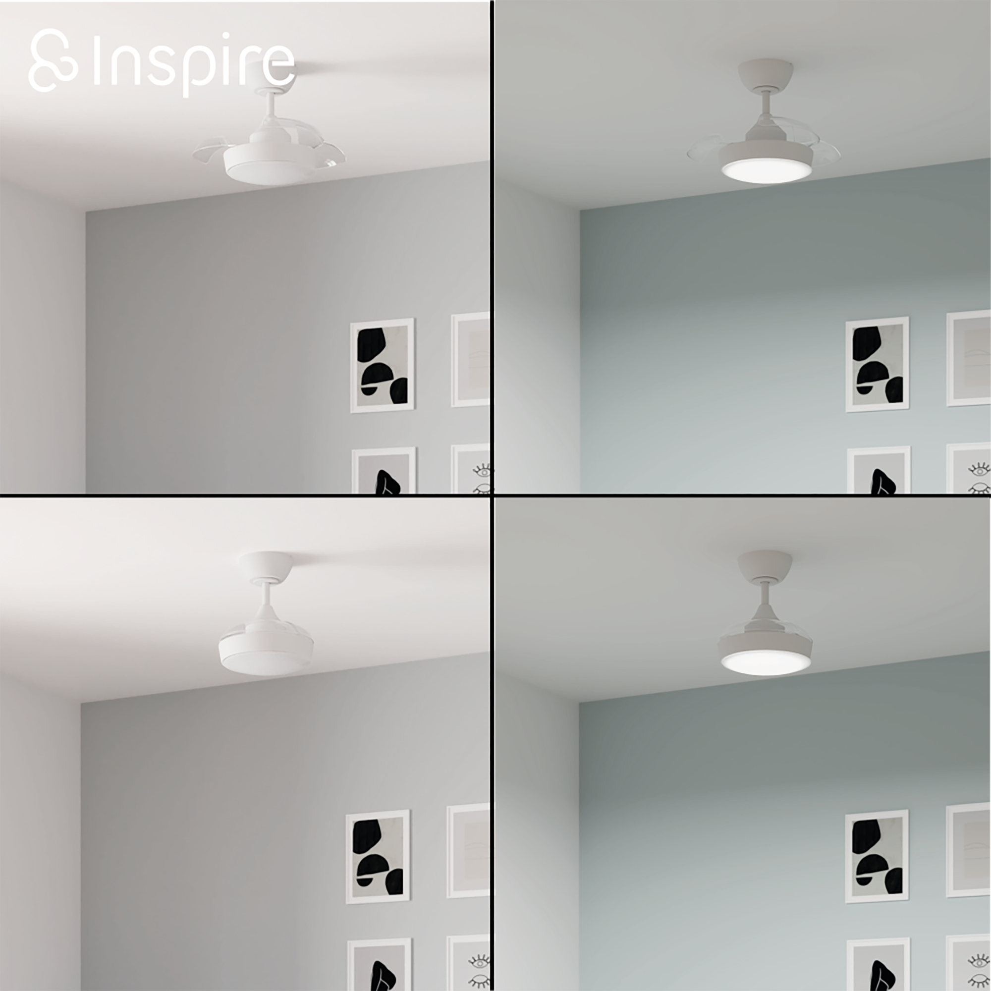 WIZZI CEILING FAN METAL WHITE D54 CM LED 2200LM CCT DIMMABLE WITH 3 BLADES