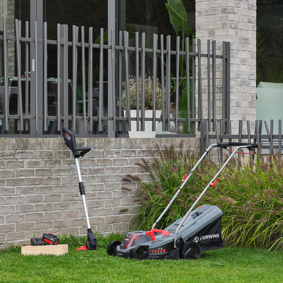 Sterwins 18V cordless lawnmower and trimmer set, 33 cm, 1 battery included