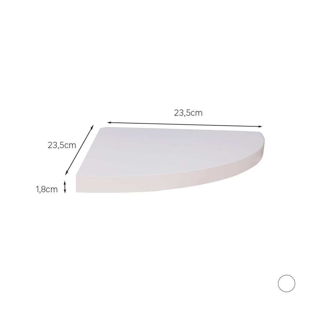angular shelf w25xd25sp1.8cm white wood