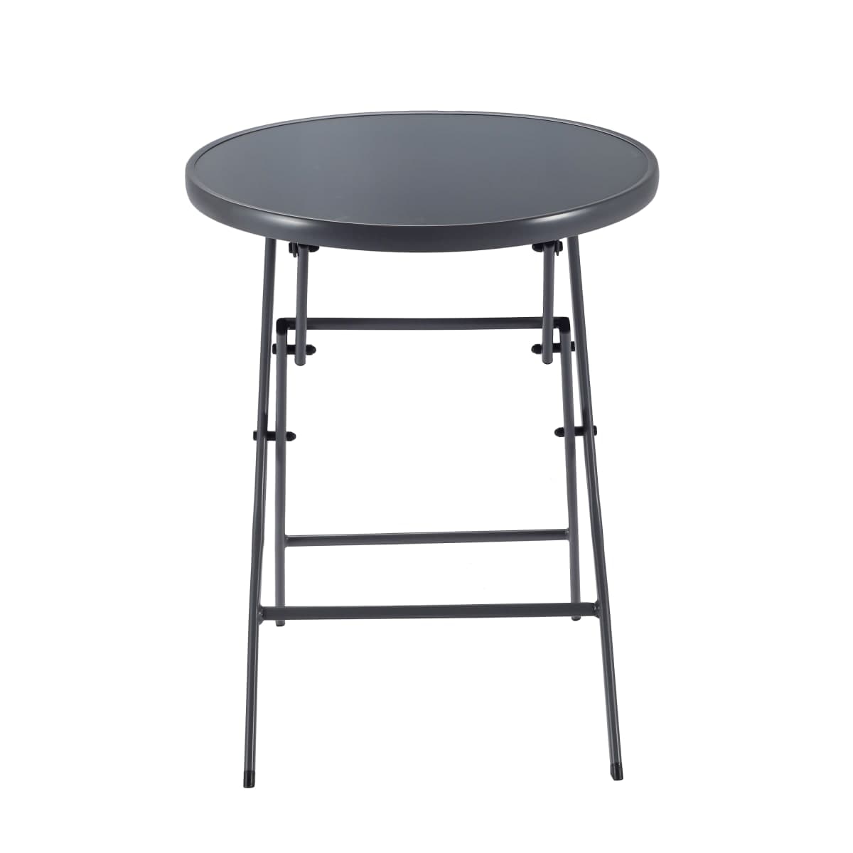 Bricocenter EMYS NATERAL - Foldable Table 2 seater Round Steel Top Glass - D 60XH72