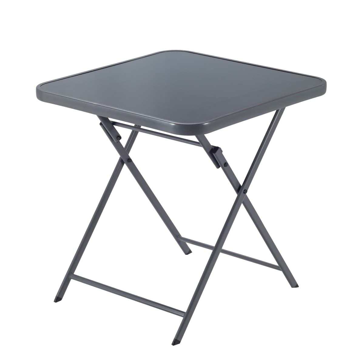 Bricocenter EMYS NATERAL TABLE Foldable 2 -seater square steel top glass 70x70xh70