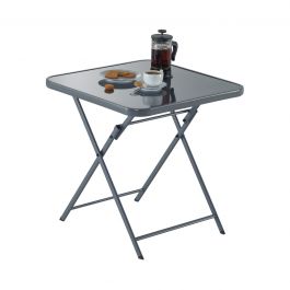 EMYS NATERAL TABLE Foldable 2 -seater square steel top glass 70x70xh70