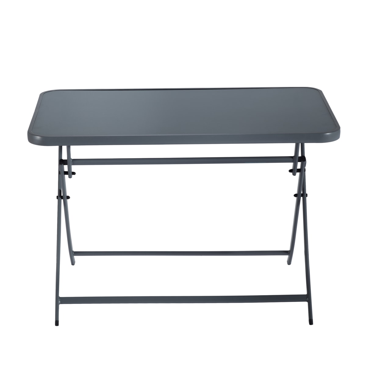 EMYS NATERAL - Folding Table - 4 seater - rectangular steel top glass - 70x110xh72