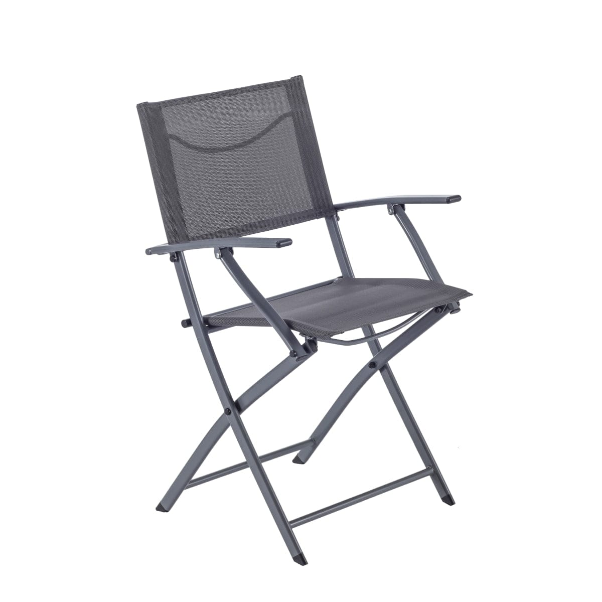 Bricocenter EMYS NATERIAL STEEL FOLDING CHAIR WITH ARMRESTS ANTHRACITE TEXTILENE SEAT 52X54XH83