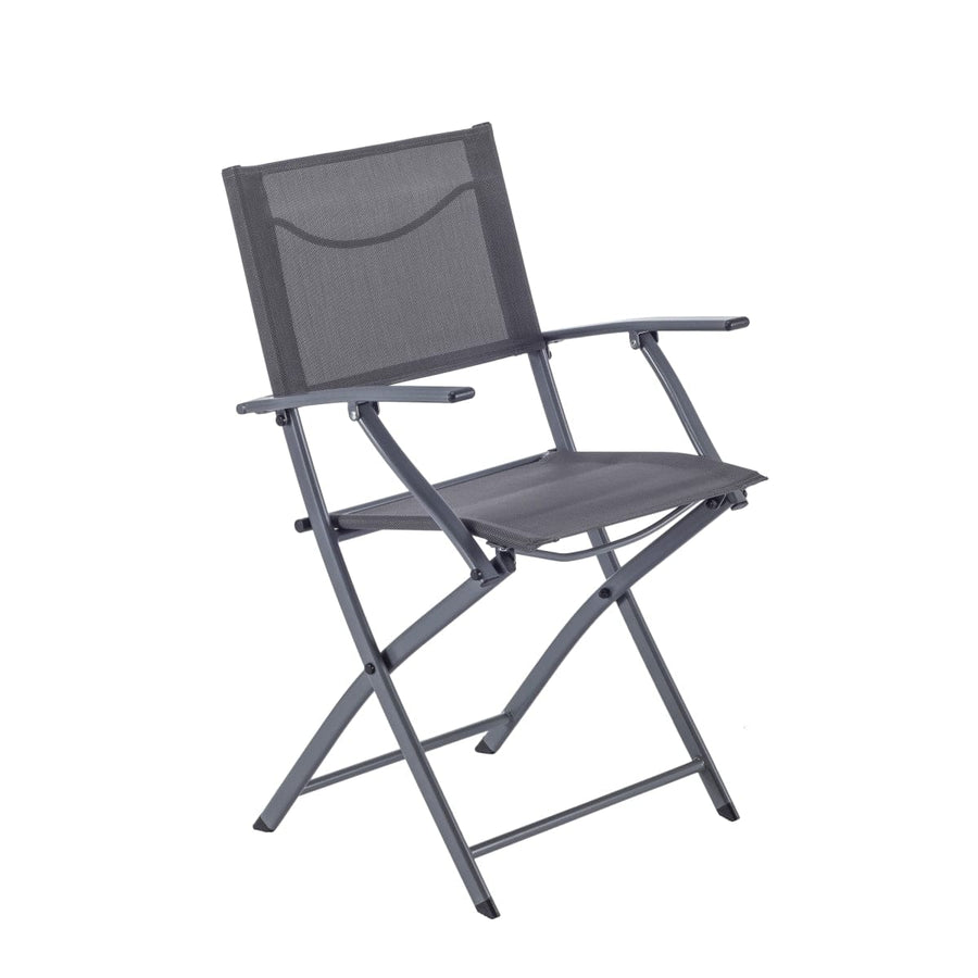 Bricocenter EMYS NATERIAL STEEL FOLDING CHAIR WITH ARMRESTS ANTHRACITE TEXTILENE SEAT 52X54XH83