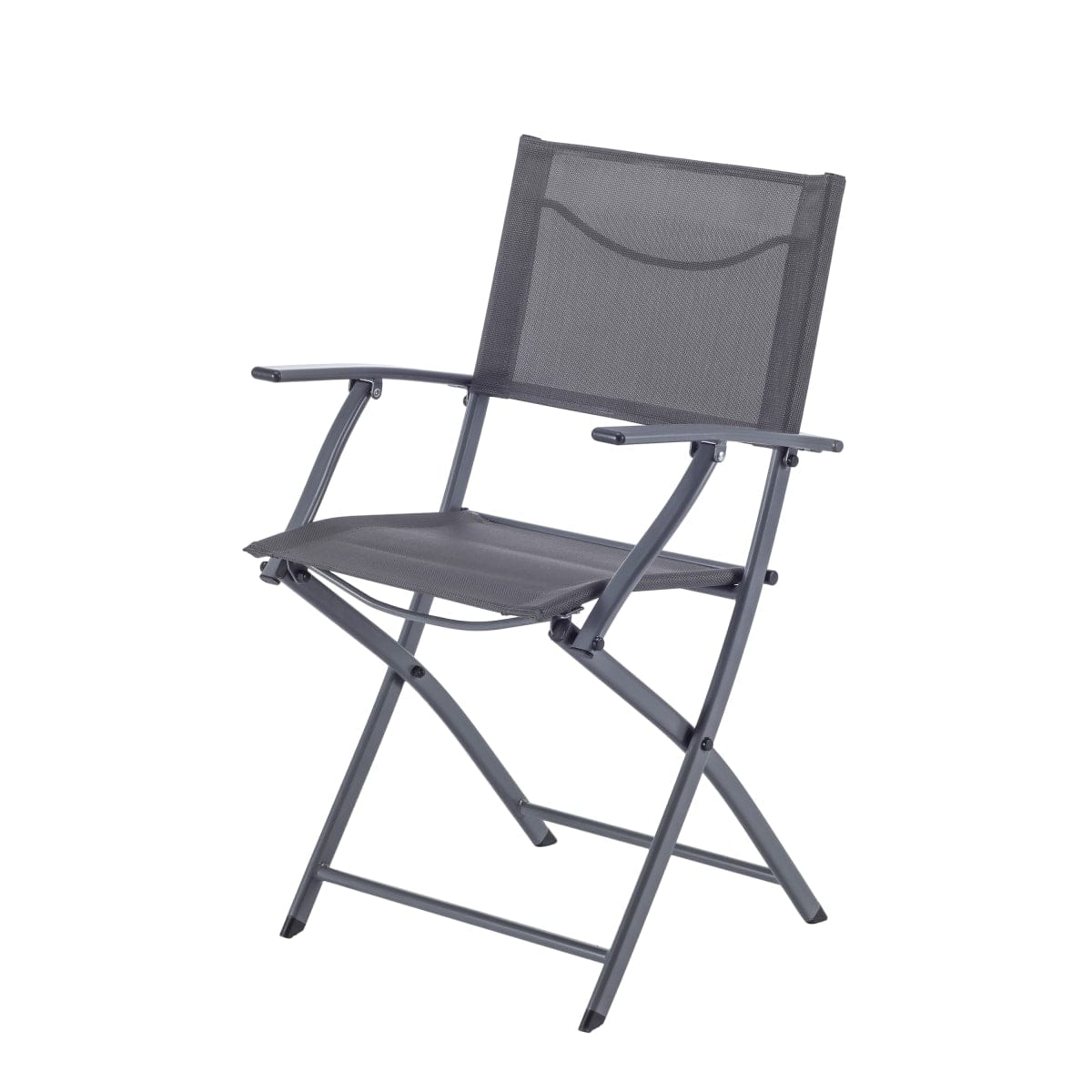 Bricocenter EMYS NATERIAL STEEL FOLDING CHAIR WITH ARMRESTS ANTHRACITE TEXTILENE SEAT 52X54XH83