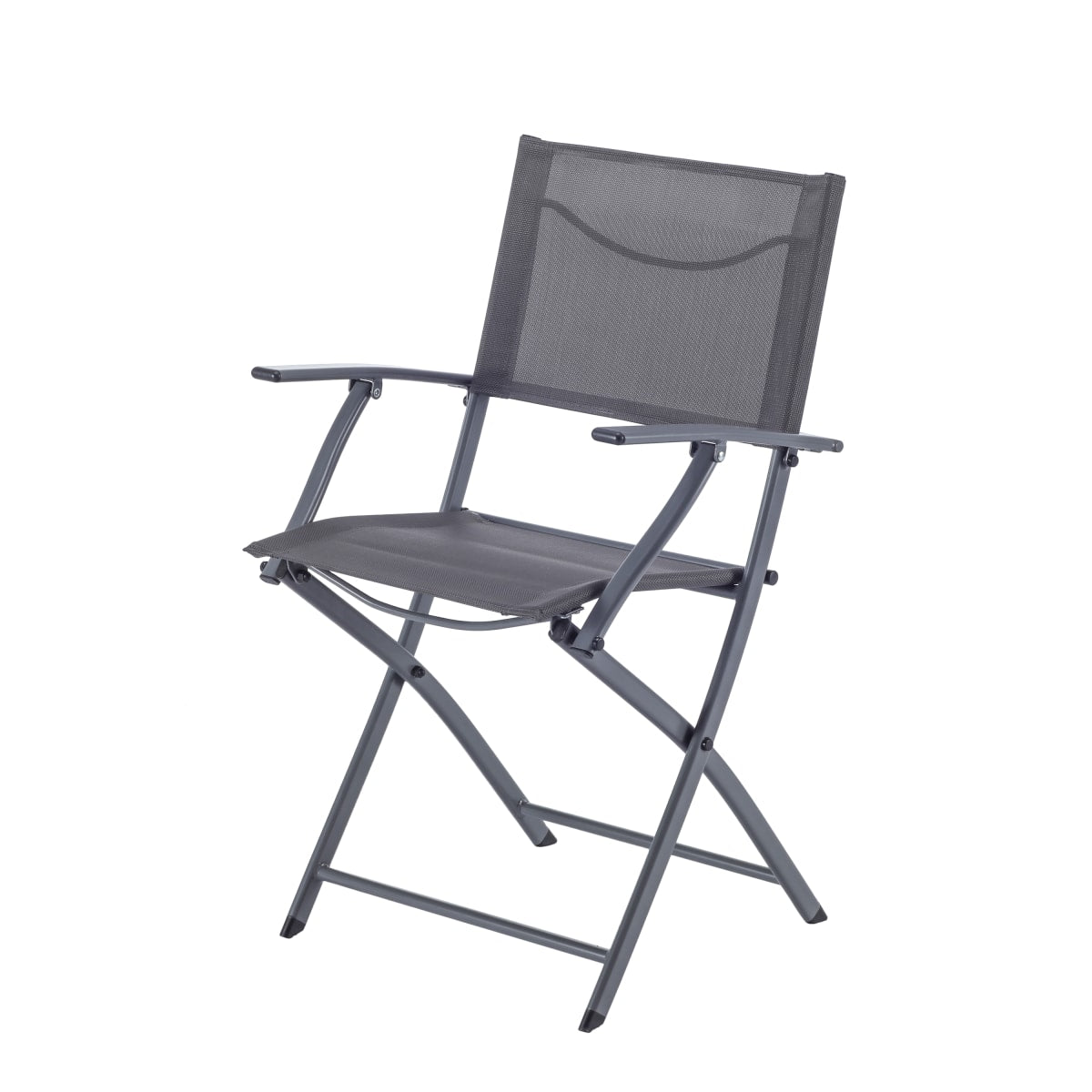 EMYS NATERIAL STEEL FOLDING CHAIR WITH ARMRESTS ANTHRACITE TEXTILENE SEAT 52X54XH83