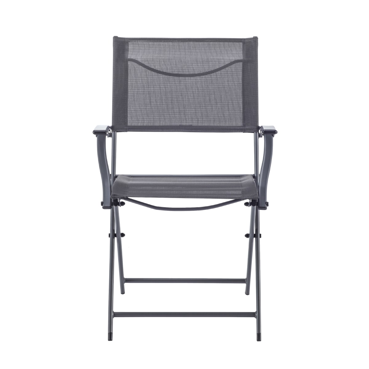 EMYS NATERIAL STEEL FOLDING CHAIR WITH ARMRESTS ANTHRACITE TEXTILENE SEAT 52X54XH83